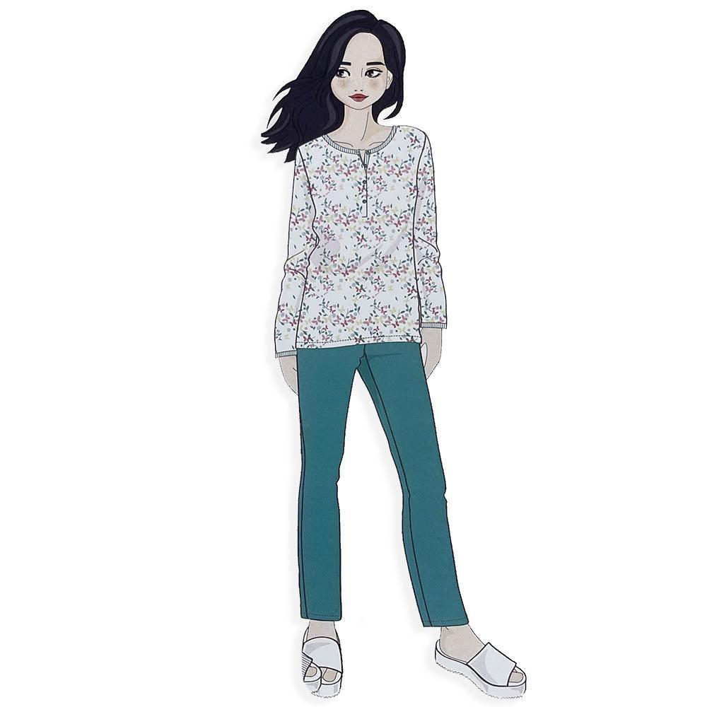 Amica Pigiama Cotone Leggero da Donna Maniche Lunghe 21A542 S38 - Passarelli Biancheria