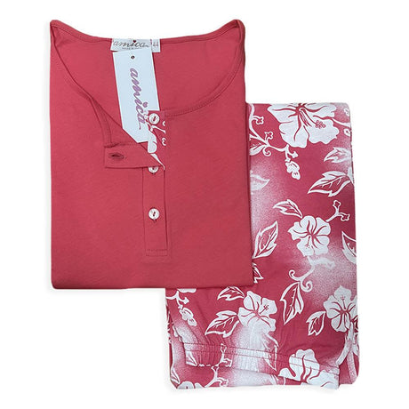 Amica Pigiama Cotone Leggero da Donna Mezze Maniche Capri 21A534 S34 - Passarelli Biancheria