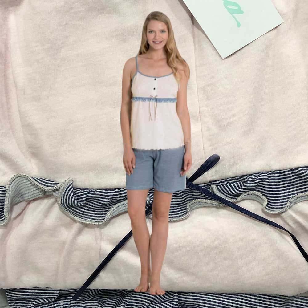 Amica Pigiama Donna Corto Bretelline A728 S30 - Passarelli Biancheria