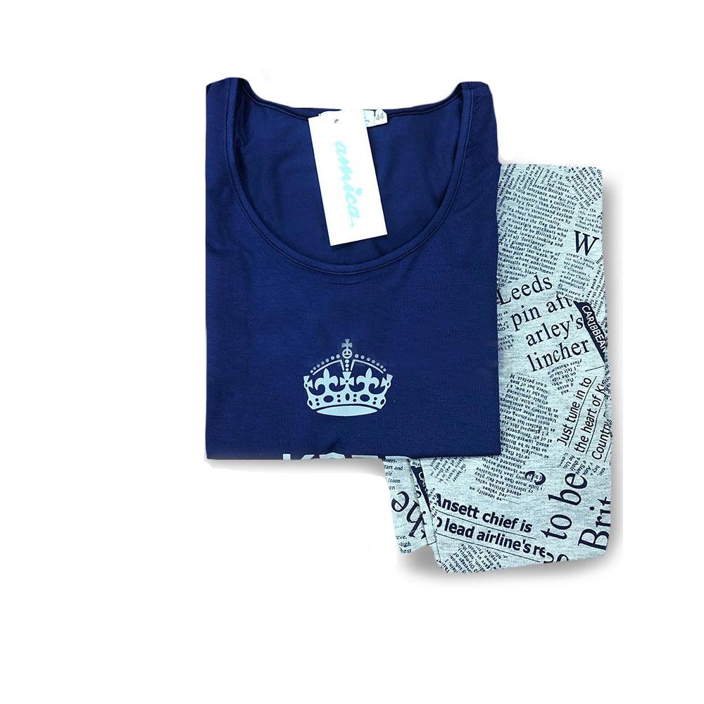 Amica Pigiama Donna Estivo Pantalone Capri Maglia Smanicata A704 S28 - Passarelli Biancheria