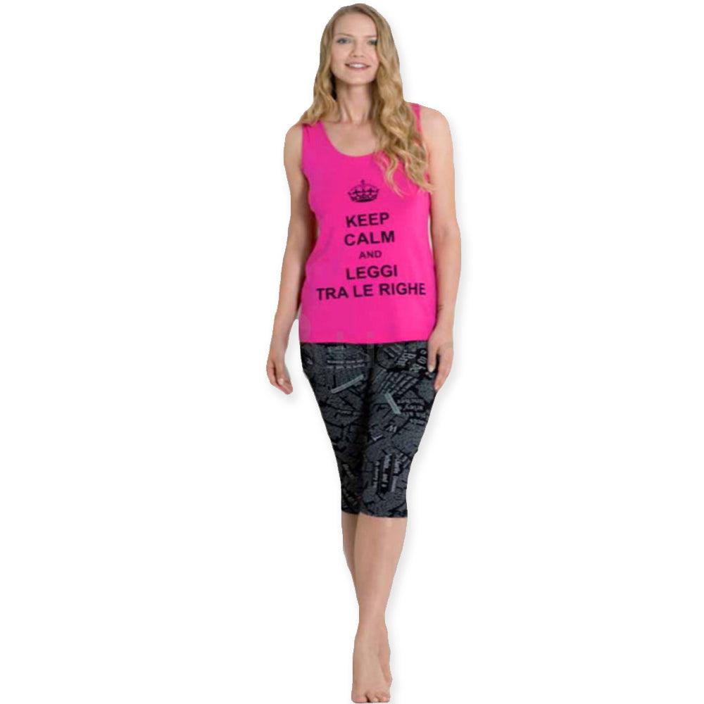 Amica Pigiama Donna Estivo Pantalone Capri Maglia Smanicata A704 S28 - Passarelli Biancheria