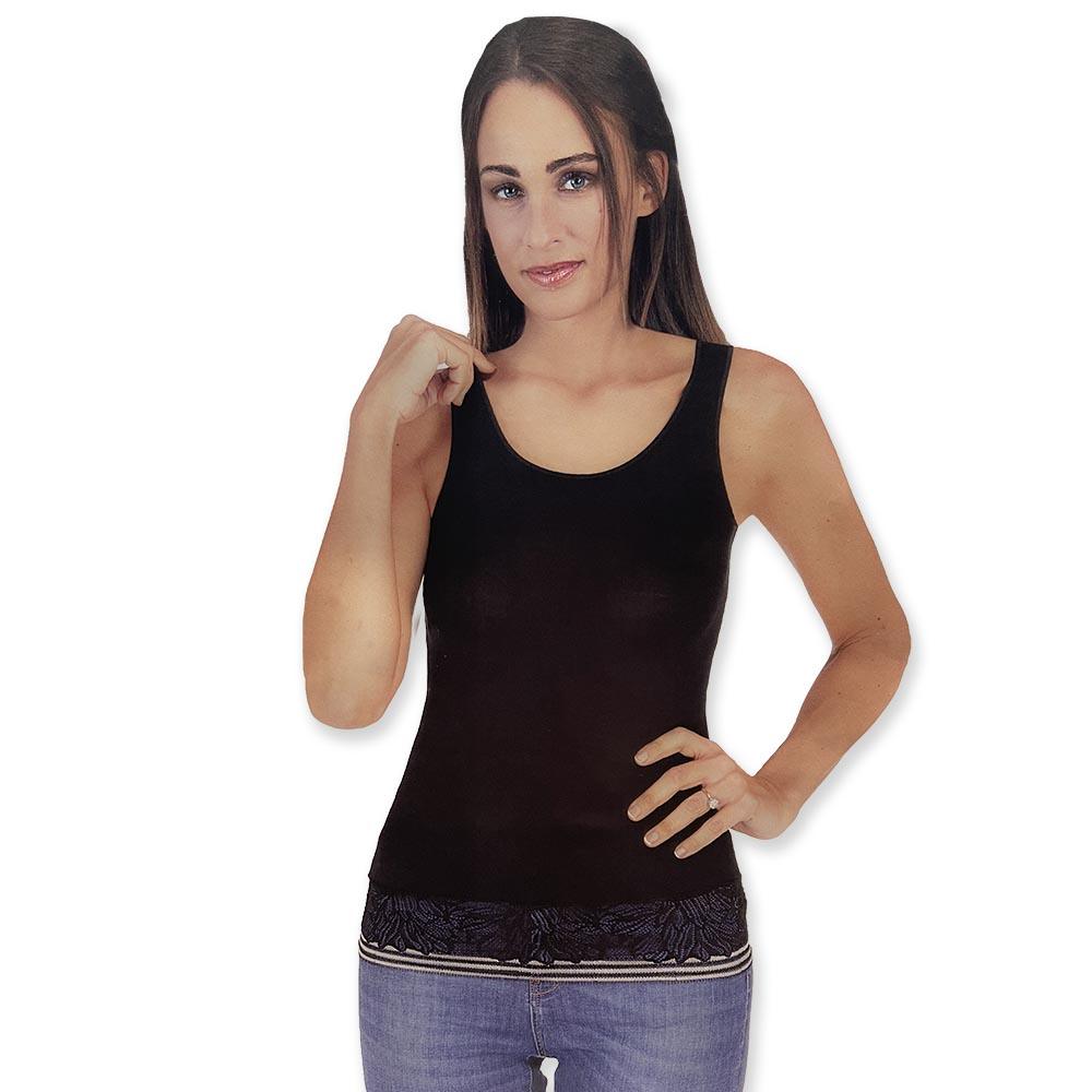 Antonella Canottiera Sotto Giacca da Donna con Profilo in Pizzo 63323 S18 - Passarelli Biancheria