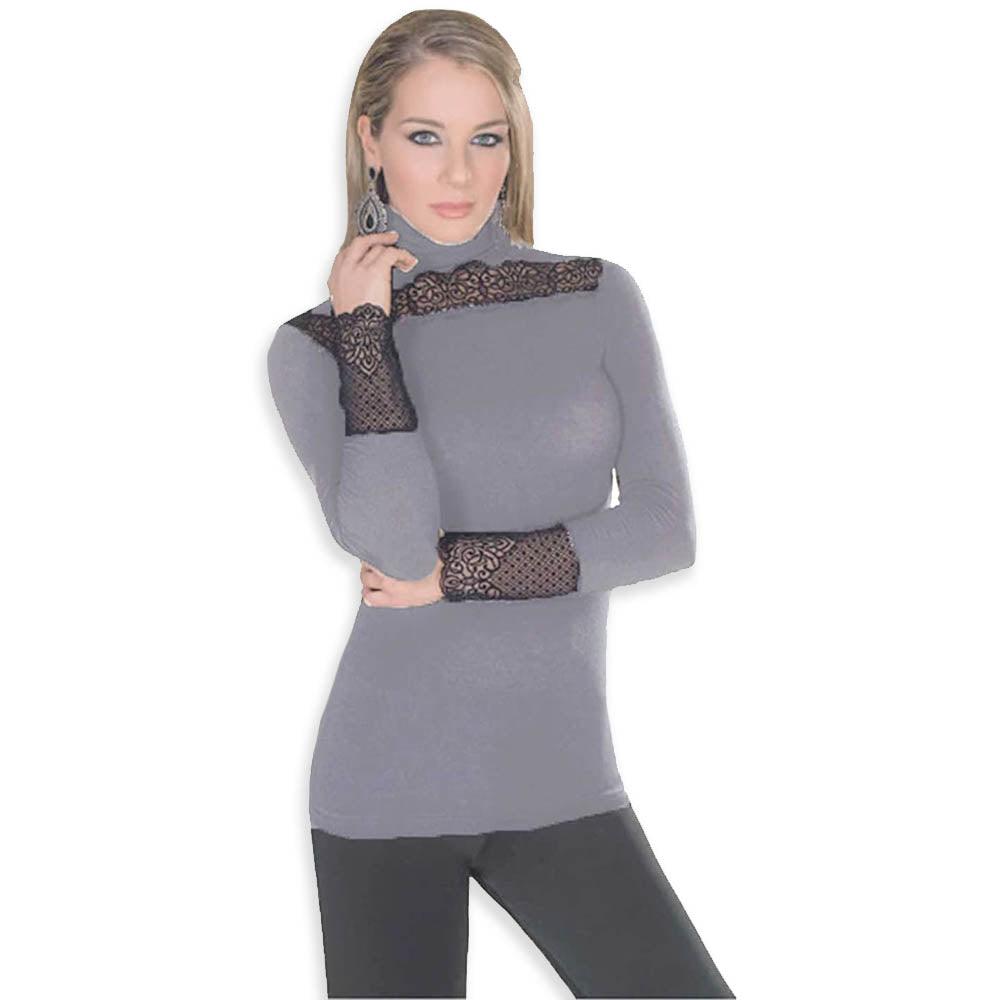 Antonella Maglia Dolcevita Maniche Lunghe con Pizzo da Donna 62970 S22 - Passarelli Biancheria