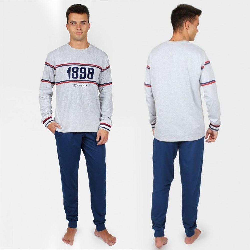 FC Barcelona Pigiama da Uomo Invernale in Cotone Felpato 54909 S34 - Passarelli Biancheria