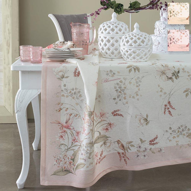 Blumarine Tovaglia in Lino Stampata 12 Posti Petite Colibrì 61328 S150 - Passarelli Biancheria