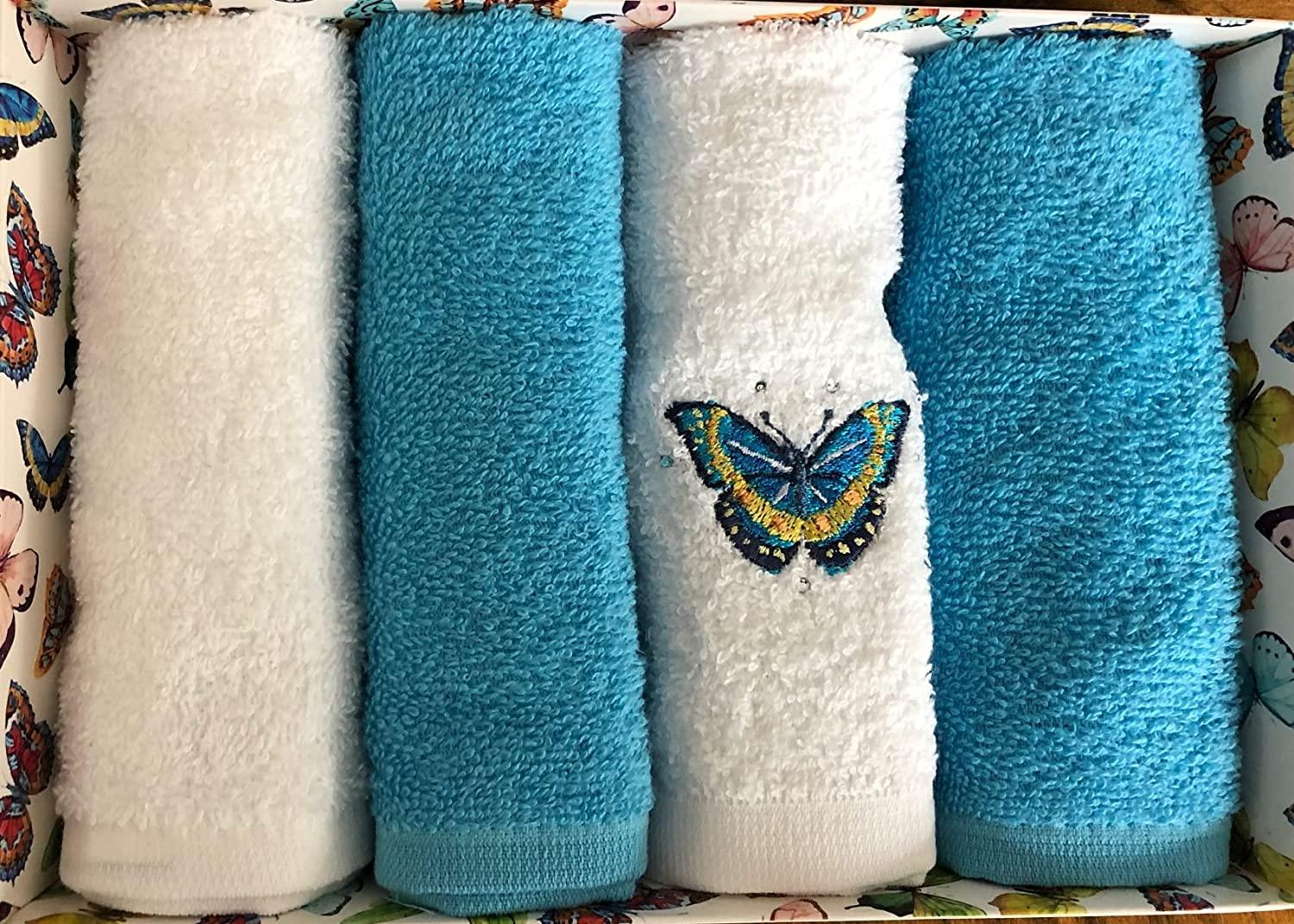 Caleffi Confezione 4 Lavette in Spugna con Ricamo D60 - Passarelli Biancheria