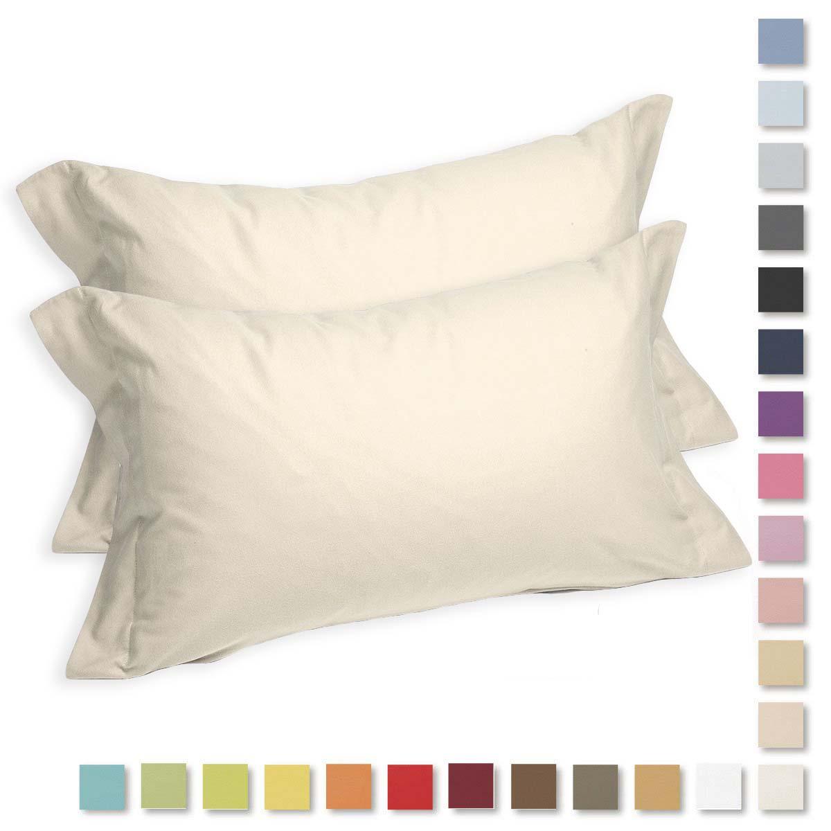 Caleffi Coppia Federe in Cotone di Flanella Invernale Tinta Unita D15 - Passarelli Biancheria