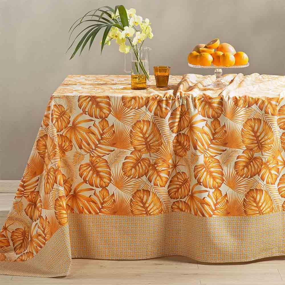 Caleffi Grandecor Telo Arredo in Puro Cotone Foglie Matrimoniale D16 - Passarelli Biancheria