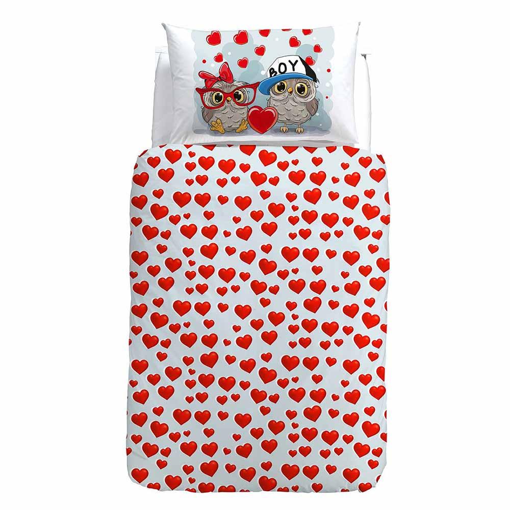 Caleffi Set Copripiumino per Letto Singolo 1 Posto Gufetti 1004456 S38 - Passarelli Biancheria
