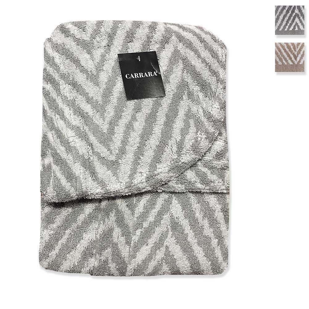 Carrara Accappatoio Unisex con Cappuccio in Spugna di Puro Cotone Chevron S46 - Passarelli Biancheria