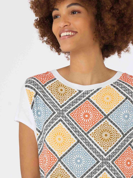 Ragno Maglietta Estiva da Donna stampata in Viscosa Summer DH86TX S27 - Passarelli Biancheria