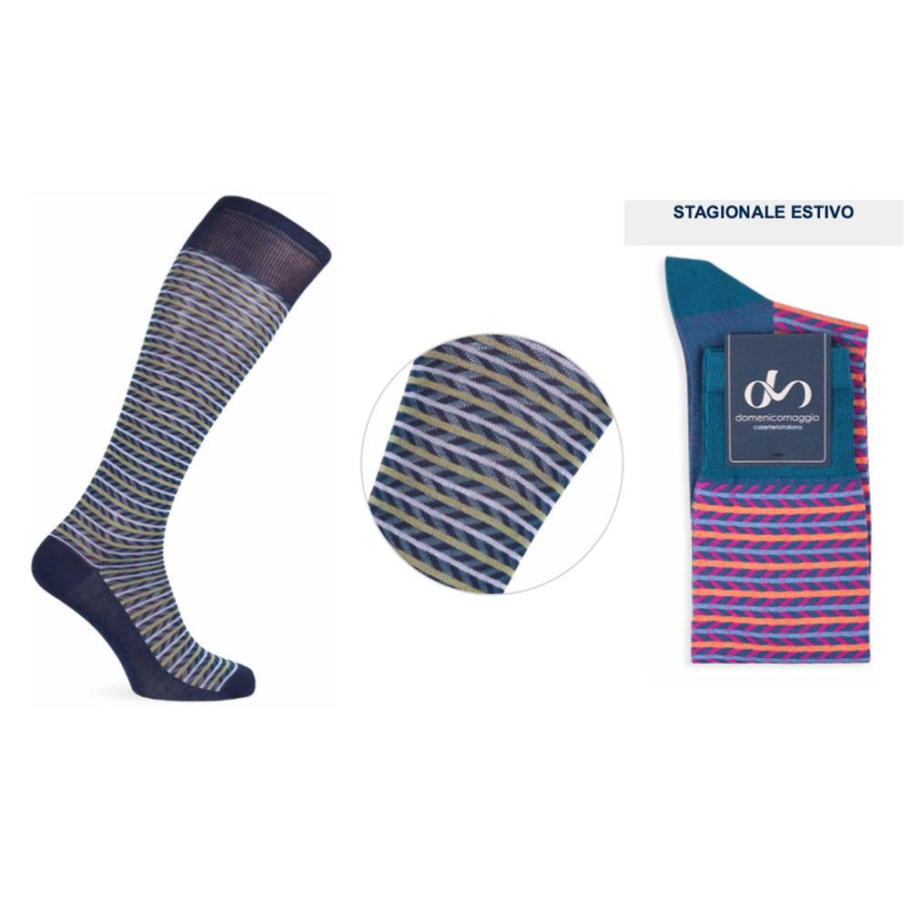 Domenico Maggio Calza Lunga da Uomo in Cotone Filo Fantasia DM437 S90 - Passarelli Biancheria