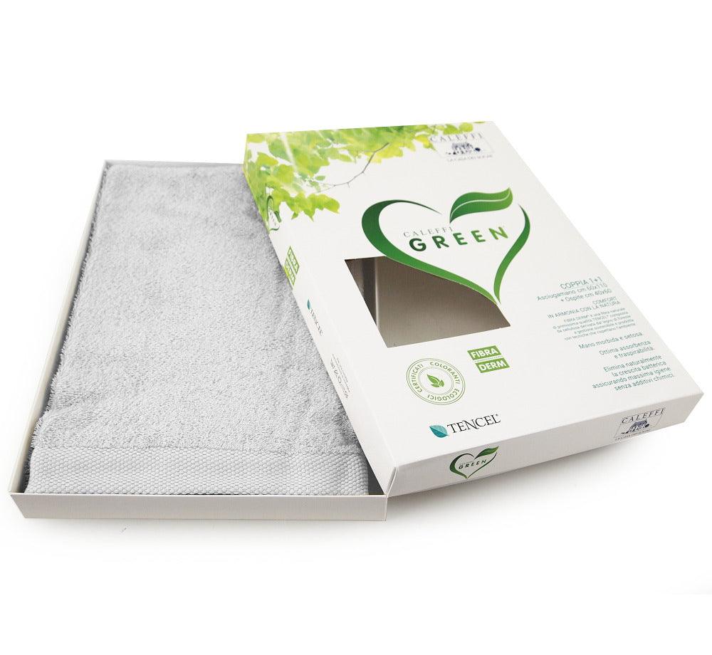 Caleffi Set Asciugamani 1+1 Green in Fibra Derm Naturale D80 - Passarelli Biancheria