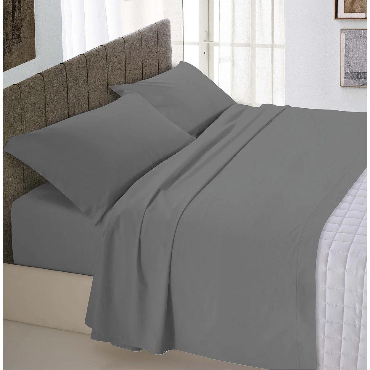 Completo Lenzuola in Puro Cotone Tinta Unita Colors Matrimoniale B42 - Passarelli Biancheria