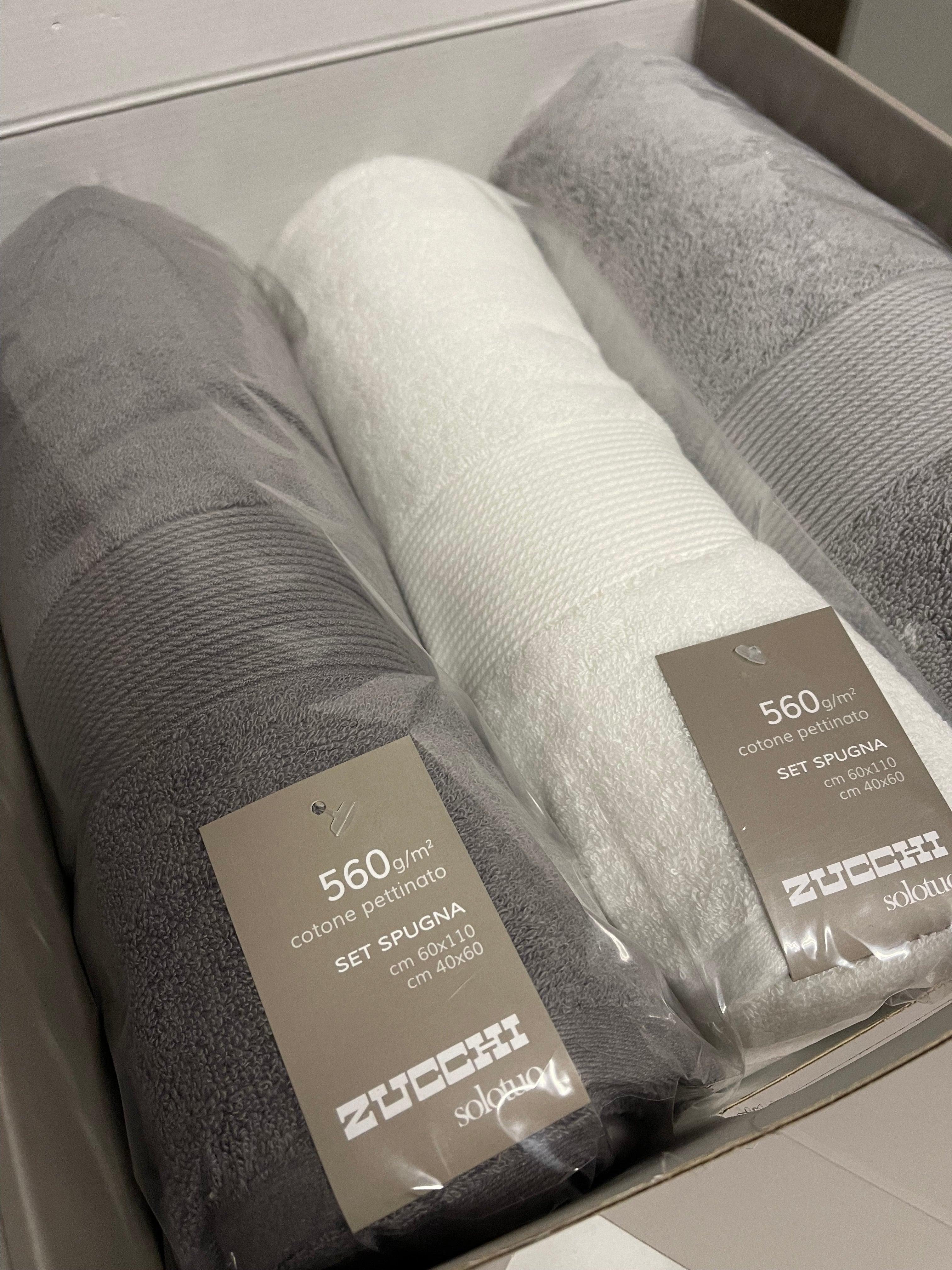 Zucchi Set 3+3 Solotuo Asciugamani Viso + Ospite Spugna di Cotone 560 gr/mq D55 - Passarelli Biancheria