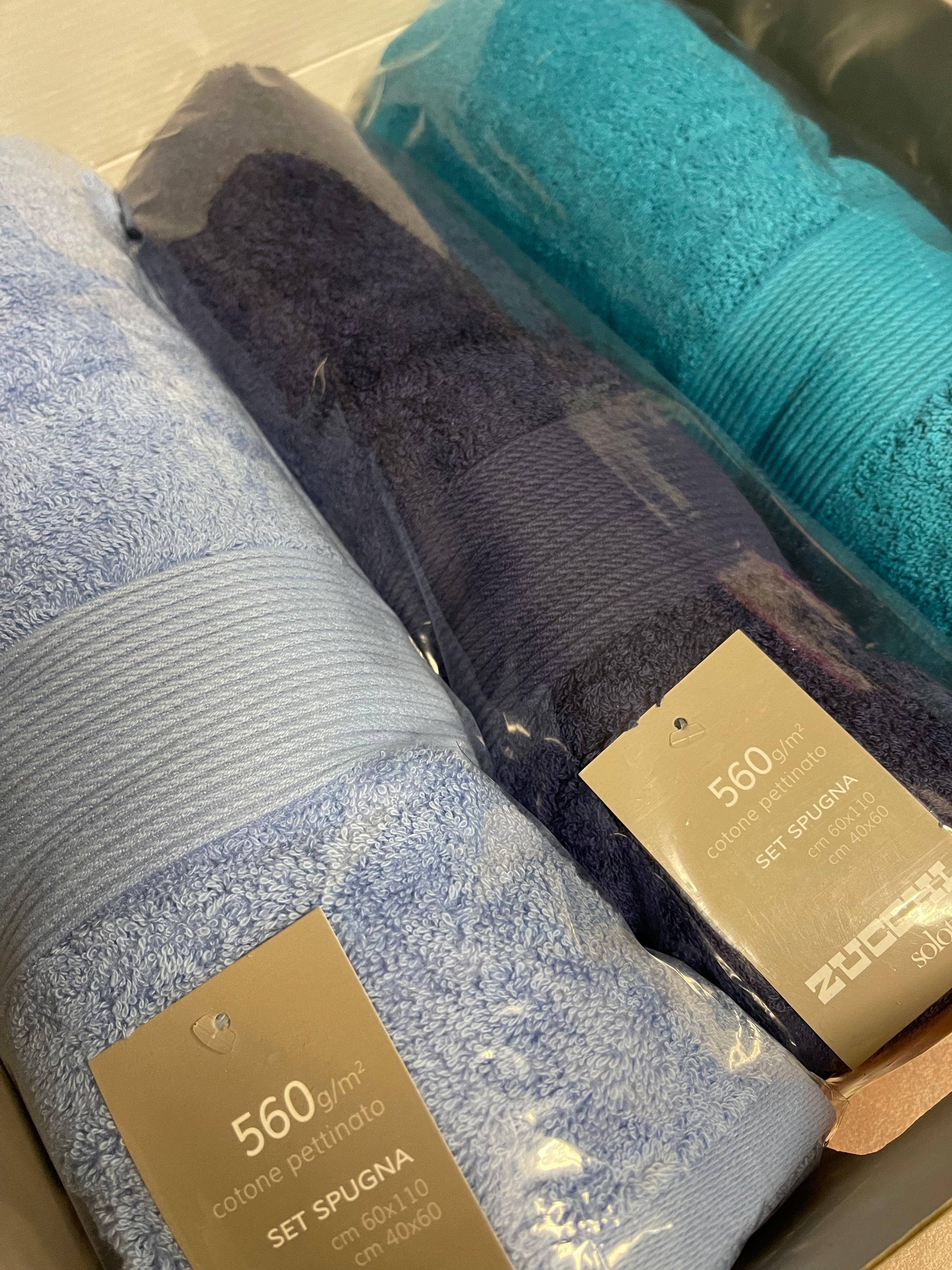 Zucchi Set 3+3 Solotuo Asciugamani Viso + Ospite Spugna di Cotone 560 gr/mq D55 - Passarelli Biancheria