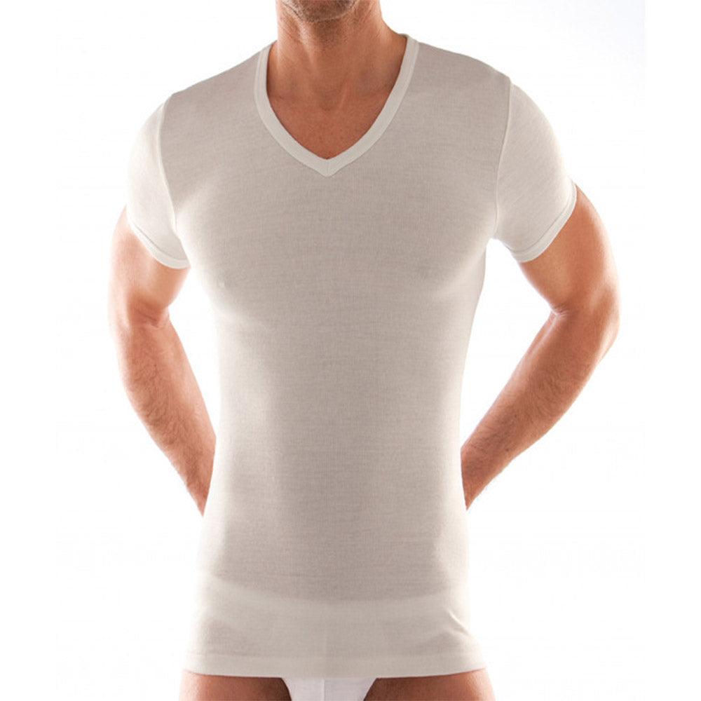 Jamas Maglia da Uomo Manica Corta Lana - Cotone Scollo V - Passarelli Biancheria