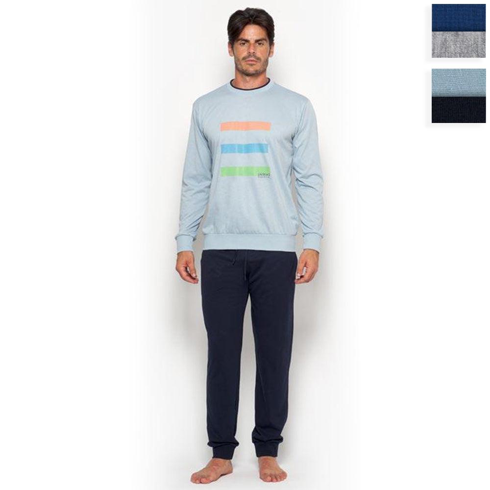 Jamas Pigiama Uomo Cotone Leggero Maniche Lunghe EJ2086 S50 - Passarelli Biancheria