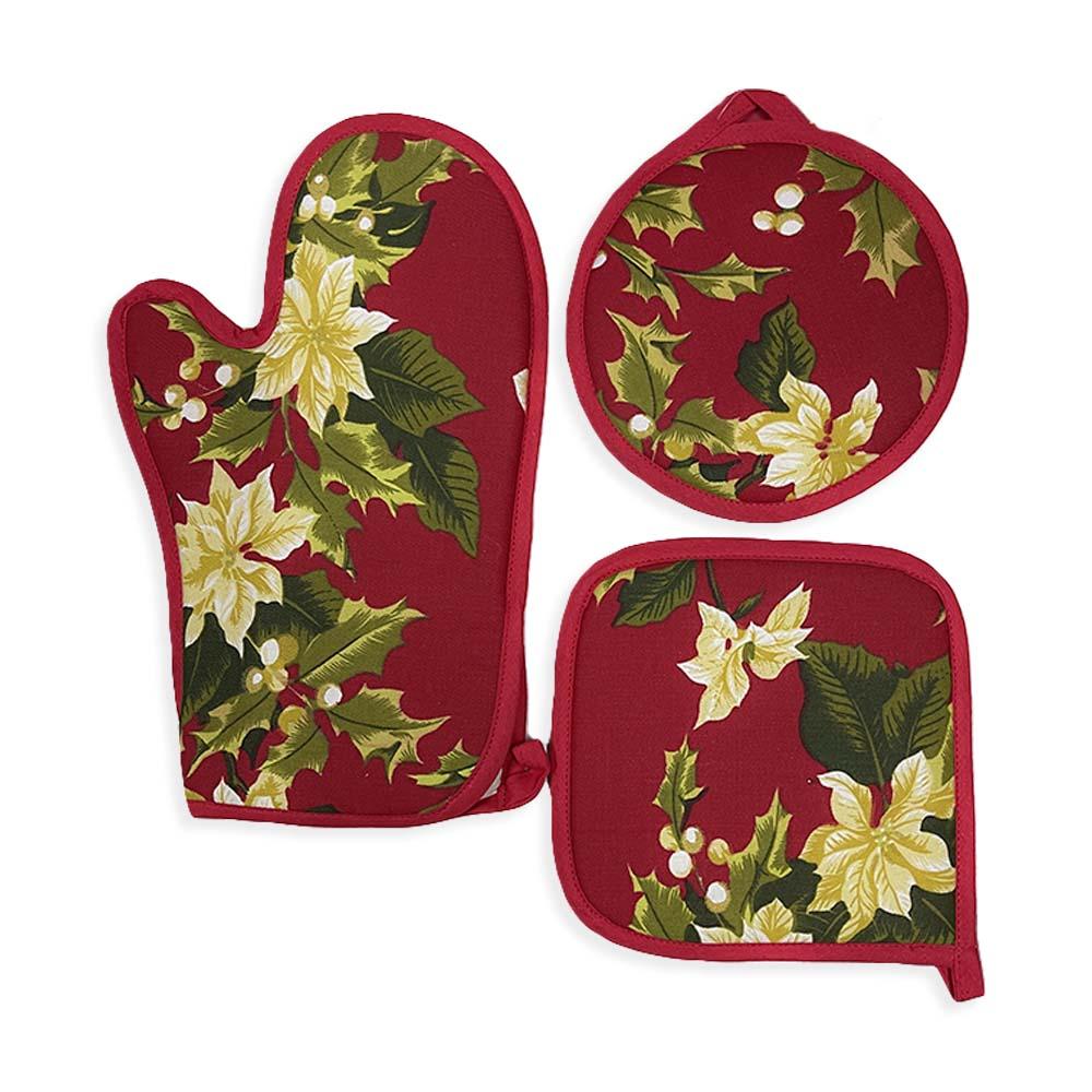 Le Antiche Telerie Set Tre Pezzi Guanto con Presine da Forno Stella S12 - Passarelli Biancheria