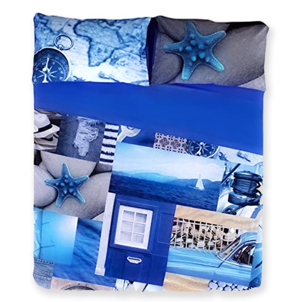 Riviera Completo Lenzuola Copriletto Matrimoniale Digital Wolrd Santorini D64 - Passarelli Biancheria