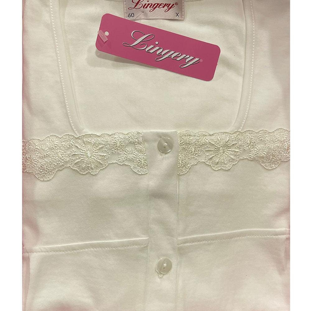 Lingery Camicia da Notte Maniche Corte in Jersey di Cotone Clinica Calibrata 0029 S32 - Passarelli Biancheria