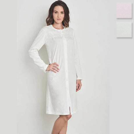 Lingery Camicia da Notte Maniche Lunghe in Jersey di Puro Cotone Clinica 9025 S32 - Passarelli Biancheria