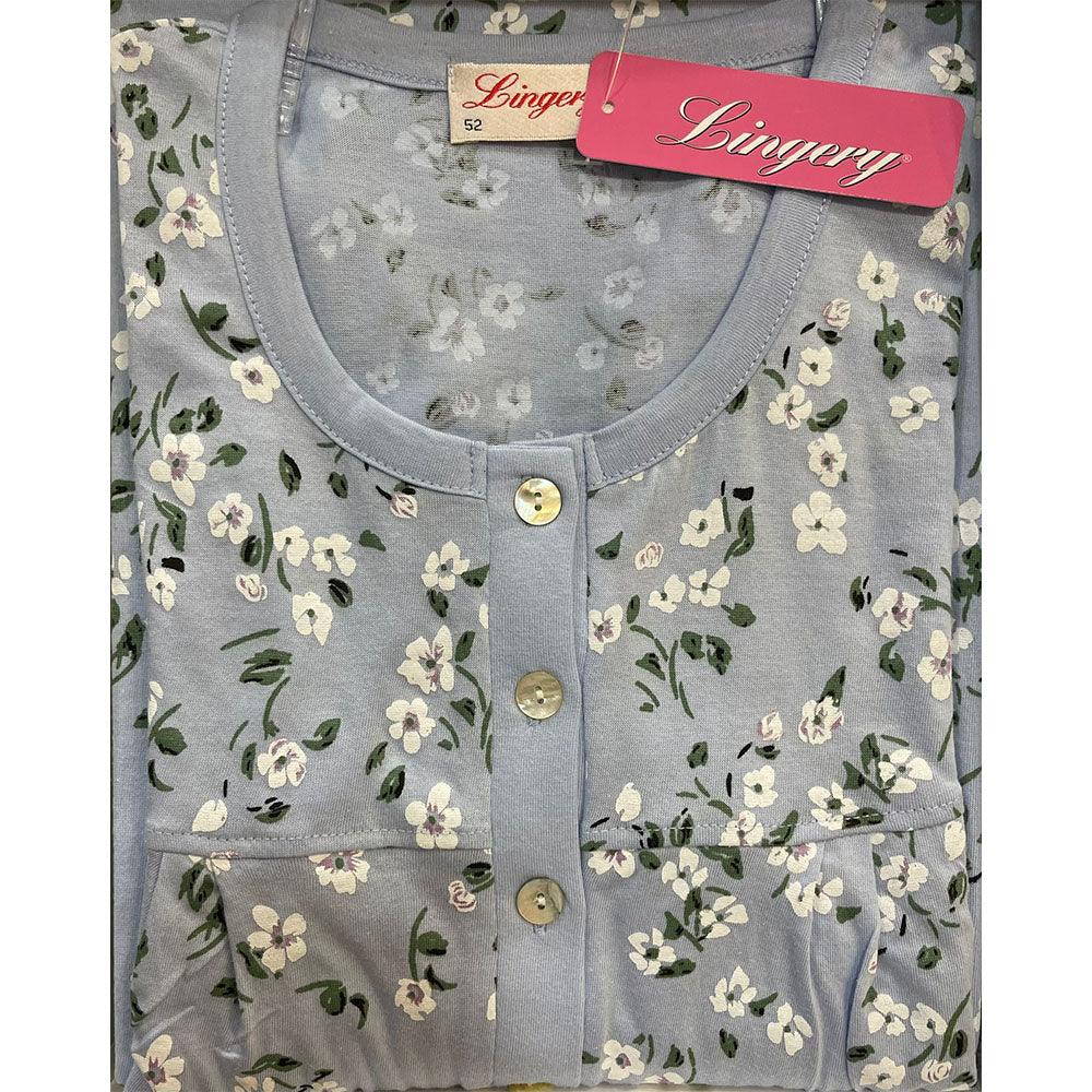 Lingery Camicia da Notte Maniche Lunghe in Jersey di Puro Cotone 9035 S28 - Passarelli Biancheria