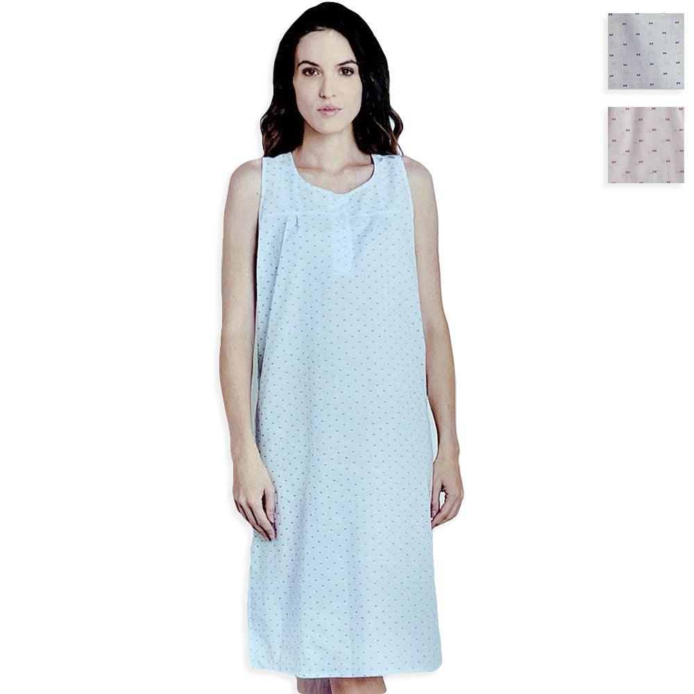Lingery Camicia da Notte per Donna Senza Maniche in Puro Cotone Batista 9044 S32 - Passarelli Biancheria