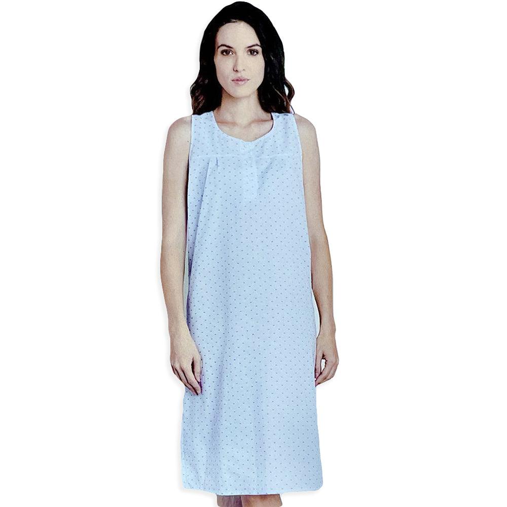 Lingery Camicia da Notte per Donna Senza Maniche in Puro Cotone Batista 9044 S32 - Passarelli Biancheria
