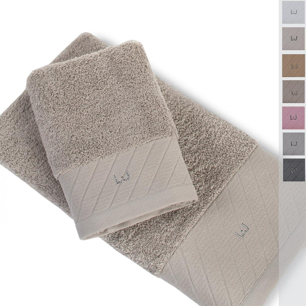 Liu Jo Set Asciugamani 1+1 con Swarovski Diagonal LB788B S46 - Passarelli Biancheria