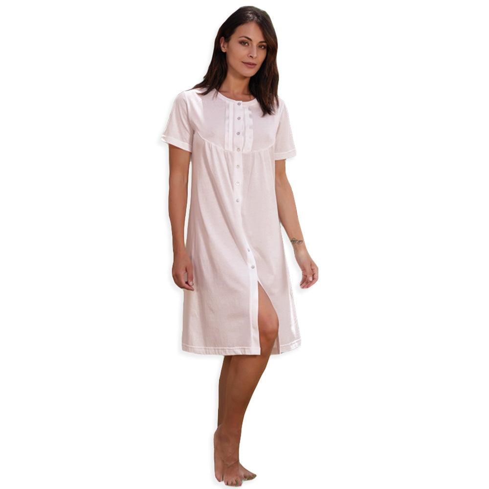 Manam Camicia da Notte Clinica Maniche Corte Cotone Jersey 20667 S30 - Passarelli Biancheria