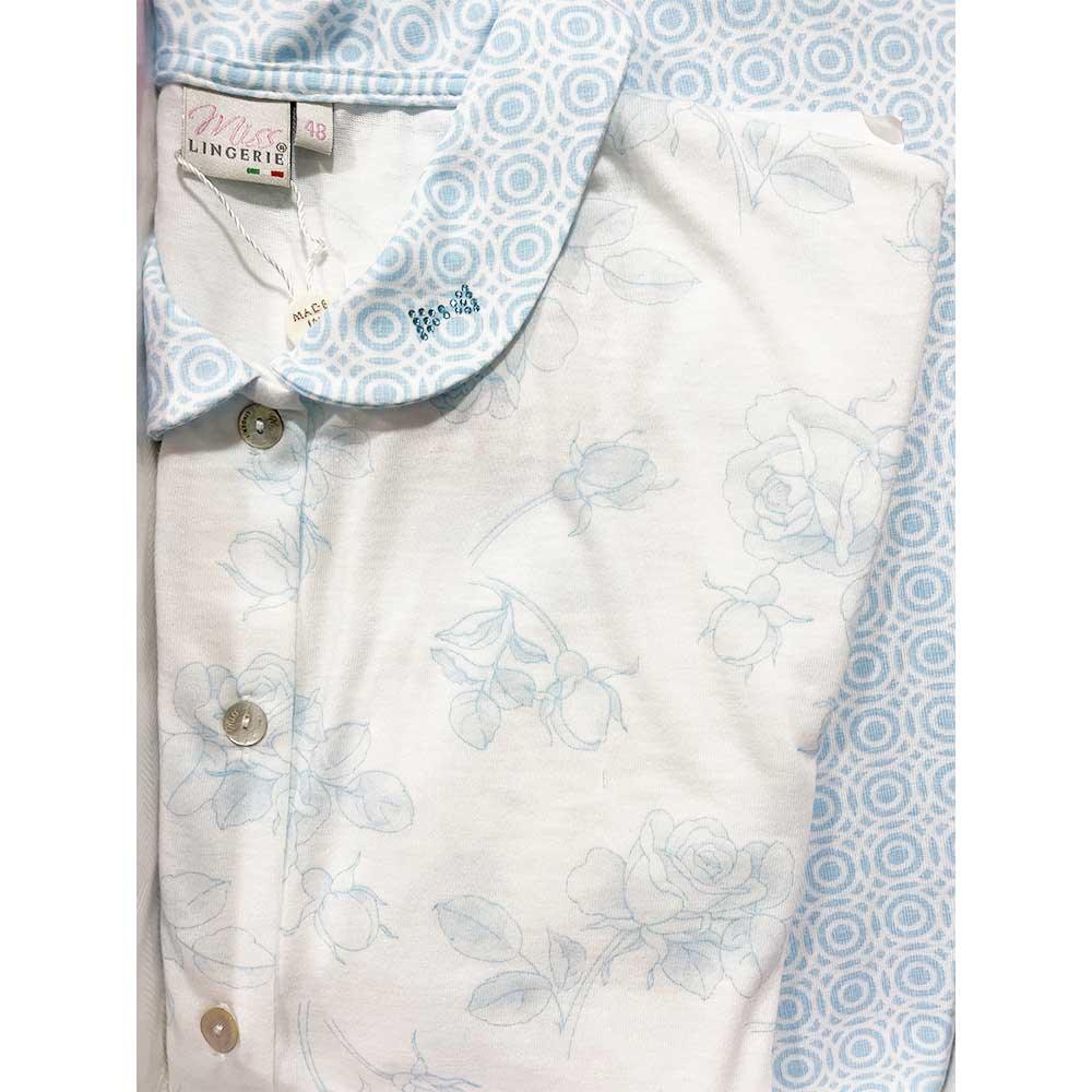Miss Lingerie Pigiama Cotone Leggero da Donna Maniche Lunghe Aperto S60 - Passarelli Biancheria