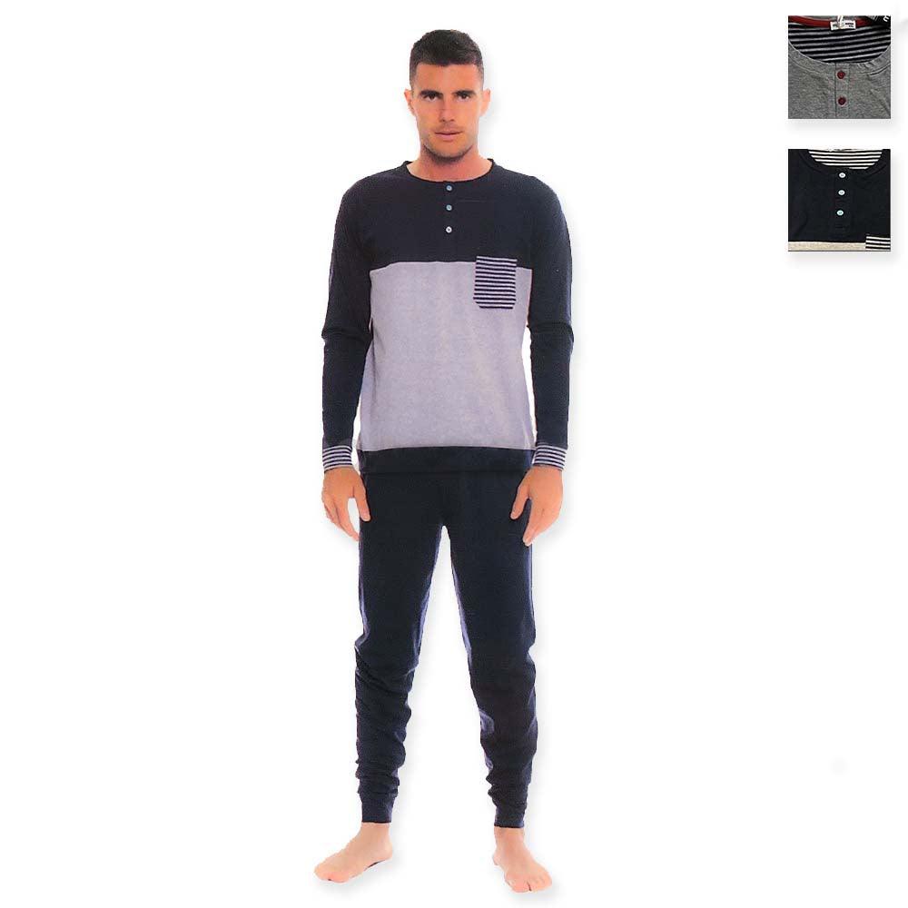 MyPi Pigiama Uomo Lungo Cotone Leggero Serafino 1976 S20 - Passarelli Biancheria