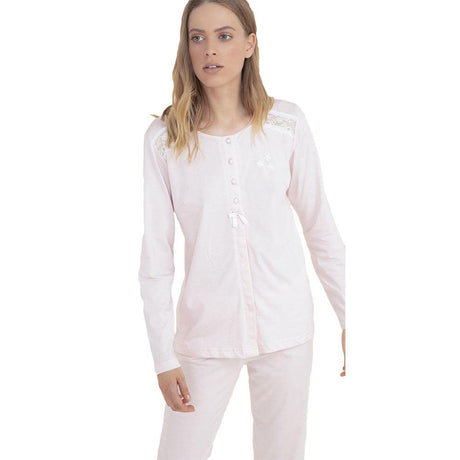 Noidinotte Pigiama da Donna in Cotone Leggero Aperto Avanti Maniche Lunghe FA7321 S27 - Passarelli Biancheria