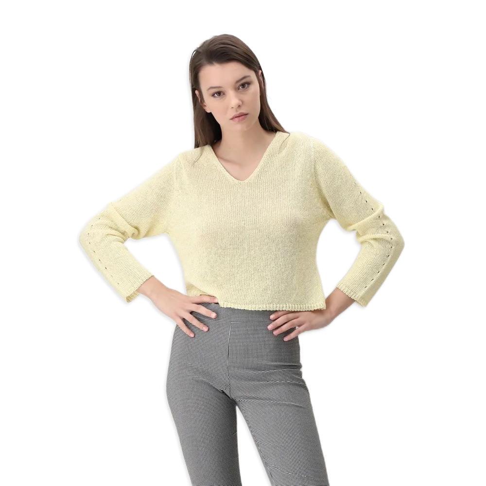 Oroblu Maglia da Donna in Cotone Metalizzato Sangallo Knit VOBT66976 S105 - Passarelli Biancheria