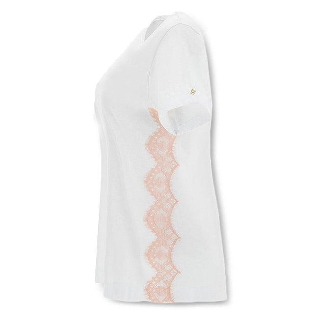 Oroblu Maglia T-shirt Maniche Corte da Donna in Cotone e Pizzo Peonia S60 - Passarelli Biancheria