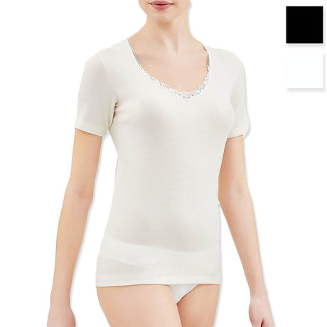 Ragno Maglia Intima a Maniche Corte in Pura Lana da Donna 073097 S27 - Passarelli Biancheria