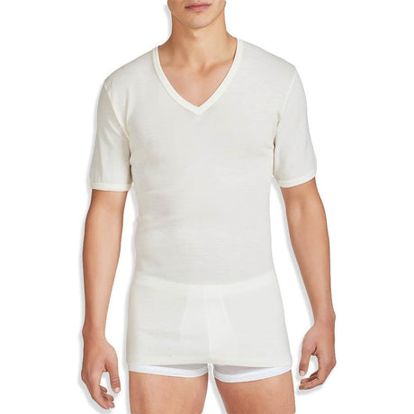 Ragno Maglia Intima Uomo Scollo V Mezze Maniche Pura Lana Peso Medio 060038 S36 - Passarelli Biancheria