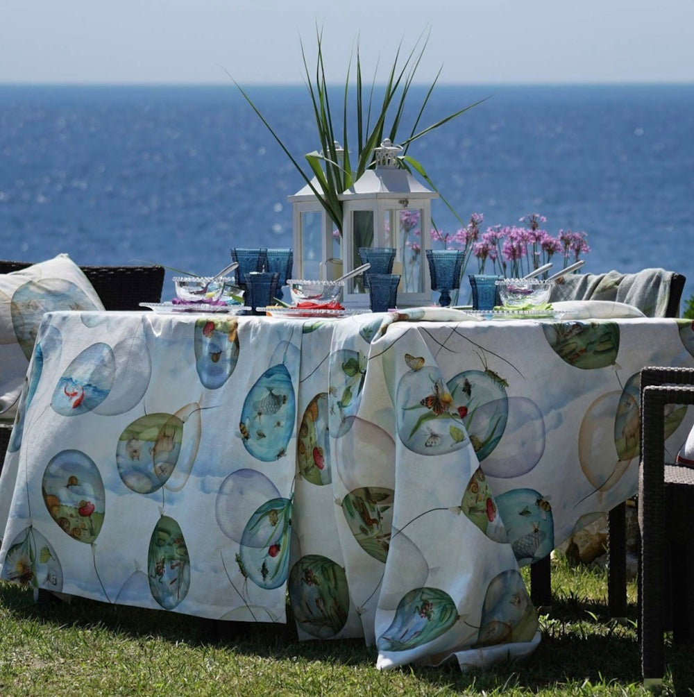 Tessitura Toscana Telerie Tovaglia da Tavola in 100% Puro lino Balloons