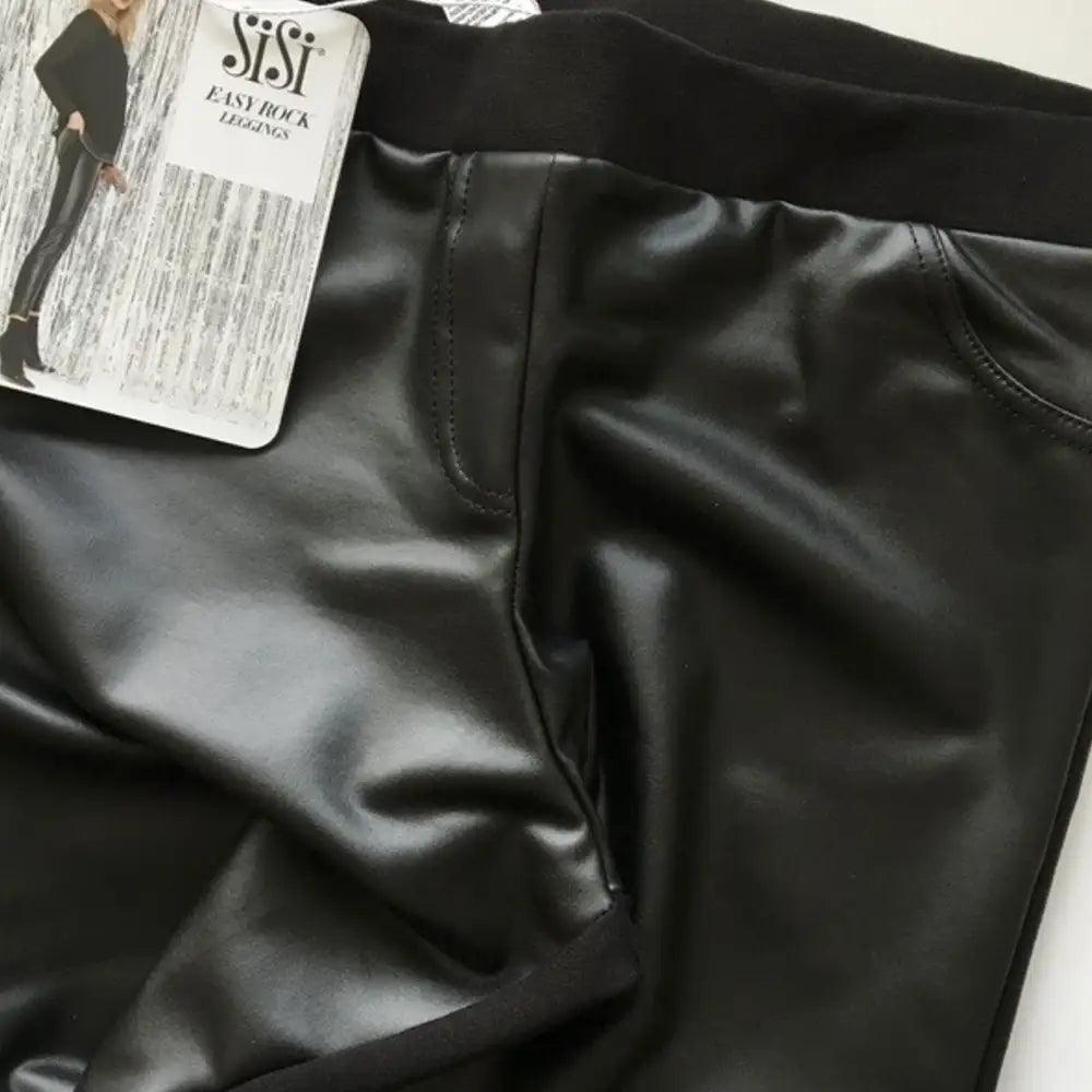Sisi Leggings Easy Rock eco pelle nero Y534SI S34 - Passarelli Biancheria
