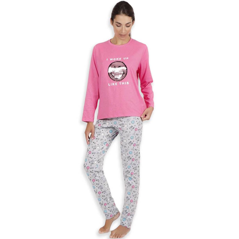 Smiley Pigiama da Donna Invernale in caldo Cotone 54741 S33 - Passarelli Biancheria