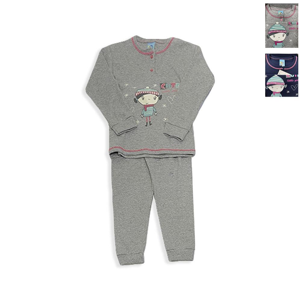 Soffici Colori Pigiama Invernale da Bimba in Caldo Cotone Felpina D20 - Passarelli Biancheria