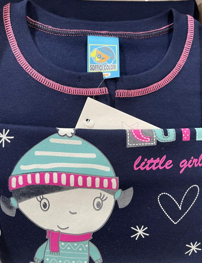 Soffici Colori Pigiama Invernale da Bimba in Caldo Cotone Felpina D20 - Passarelli Biancheria