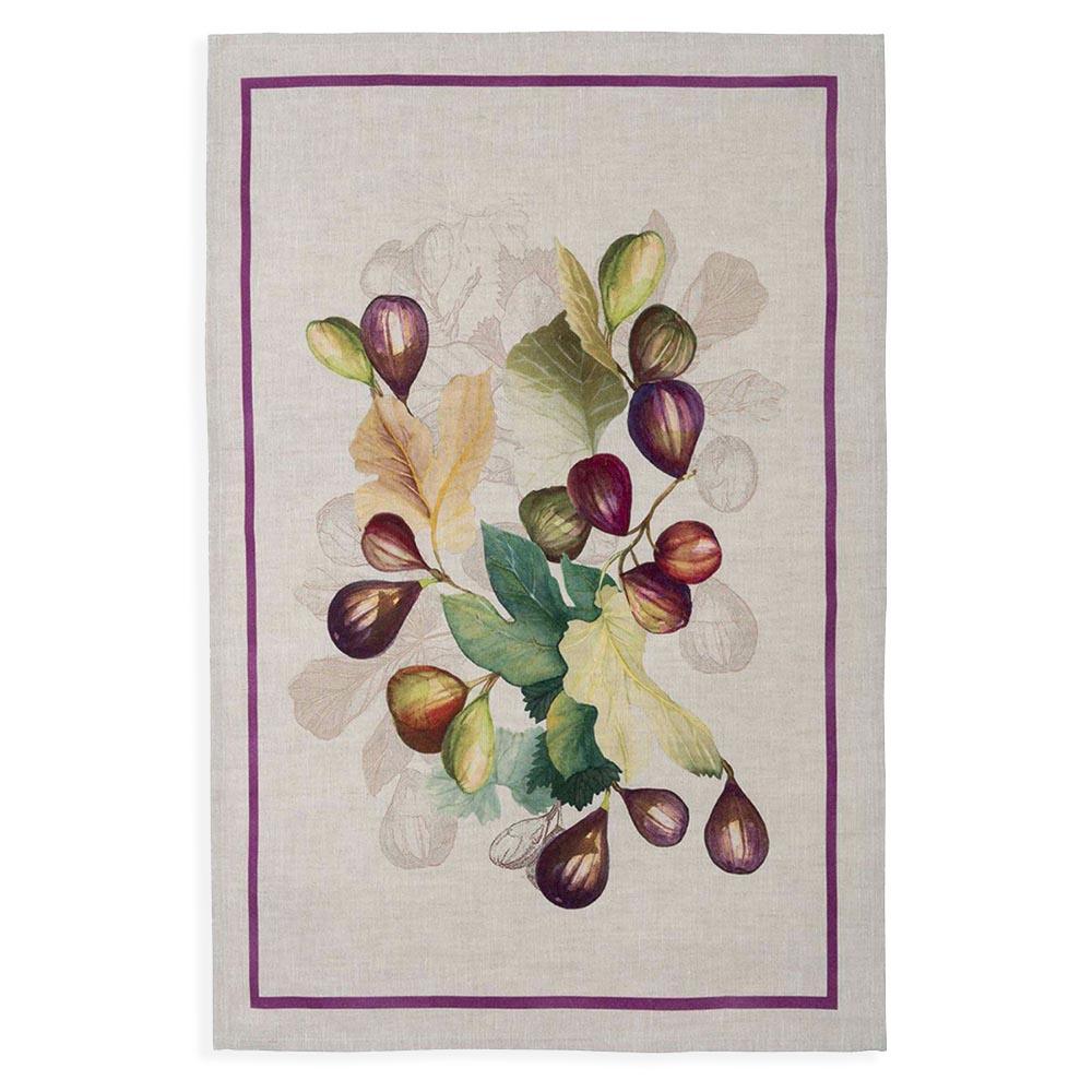 Tessitura Toscana Telerie Canovaccio Strofinaccio in lino stampa Doucers Fichi D12 - Passarelli Biancheria