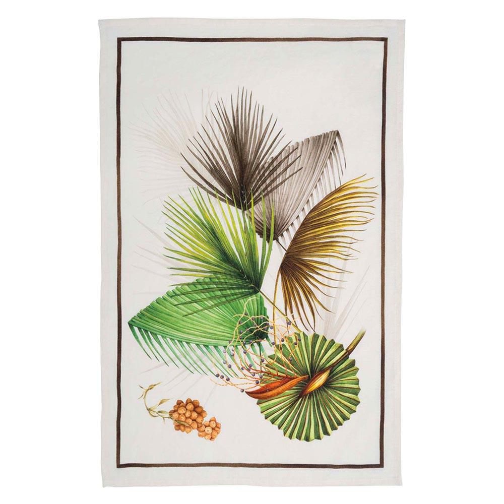 Tessitura Toscana Telerie Canovaccio Strofinaccio in lino stampa Oasi Marrone D12 - Passarelli Biancheria