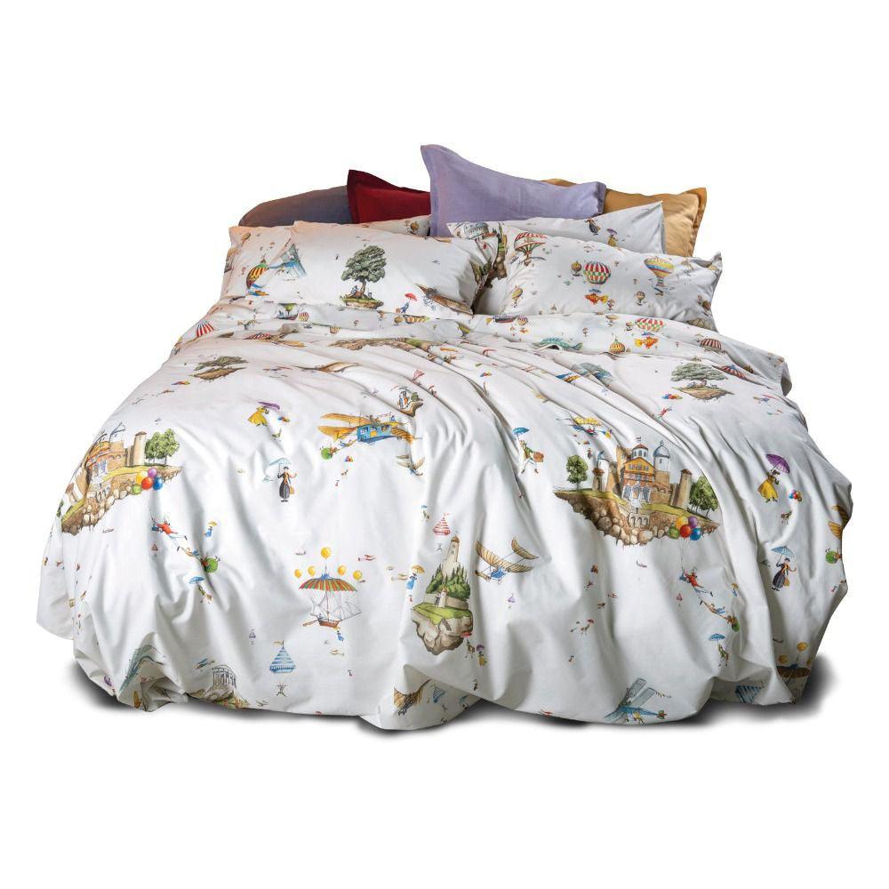 Tessitura Toscana Telerie Parure Copripiumino Flyby Paesaggi - Varie Dimensioni - Passarelli Biancheria