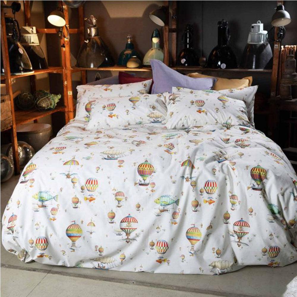 Tessitura Toscana Telerie Completo Lenzuola Flyby Mongolfiere - Varie Dimensioni - Passarelli Biancheria