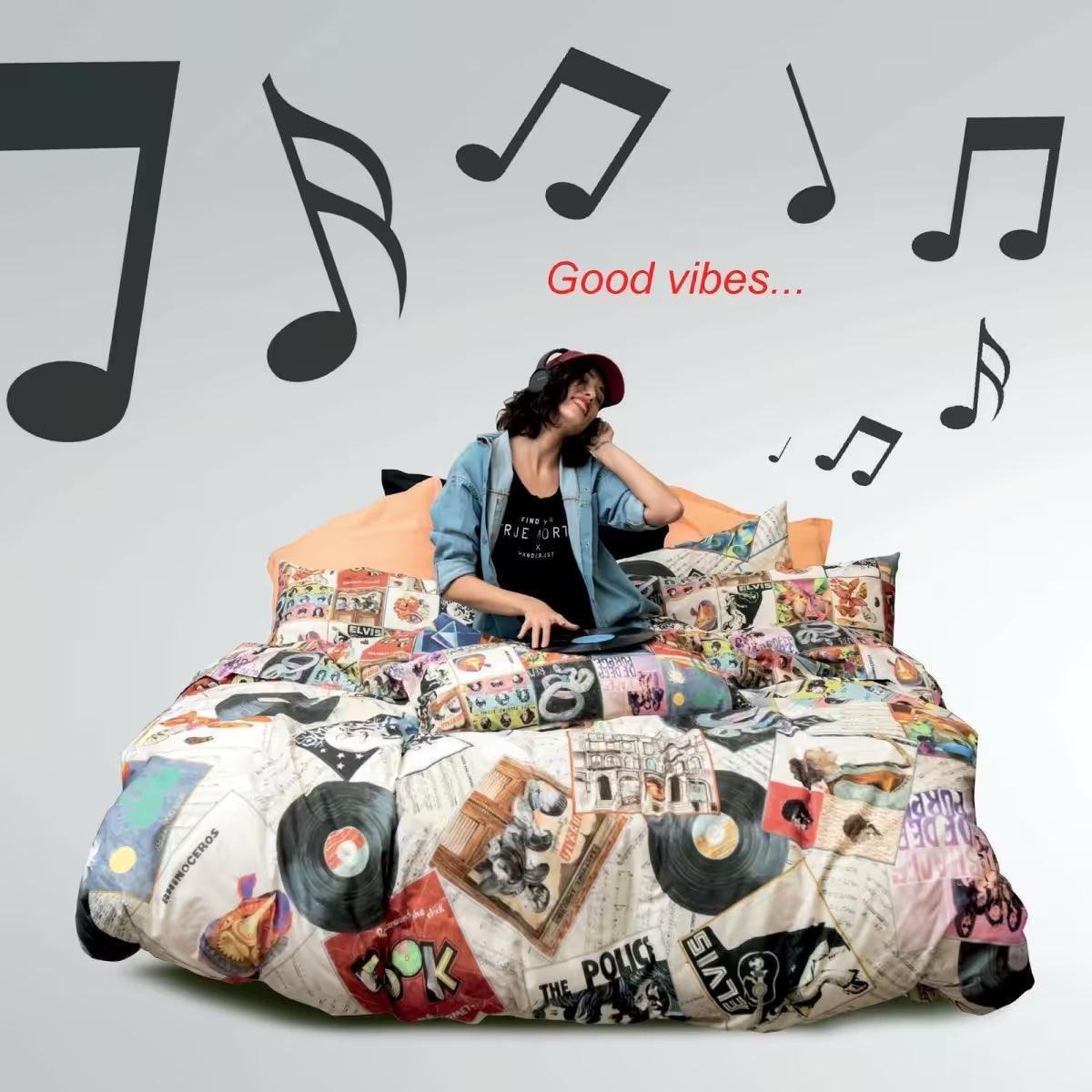 Tessitura Toscana Telerie Completo Lenzuola Piazza e Mezza Vinile Dischi B130 - Passarelli Biancheria