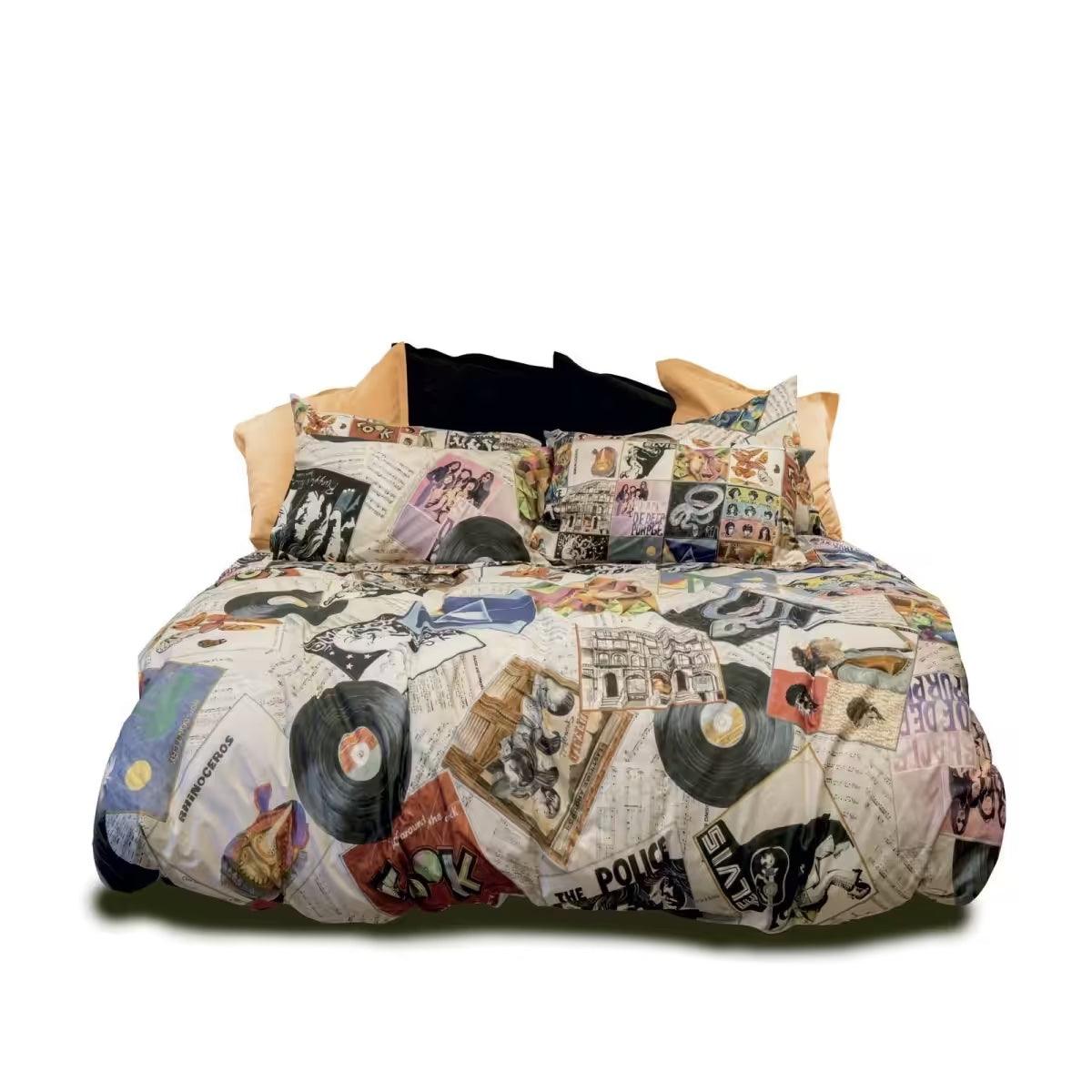 Tessitura Toscana Telerie Completo Lenzuola Piazza e Mezza Vinile Dischi B130 - Passarelli Biancheria