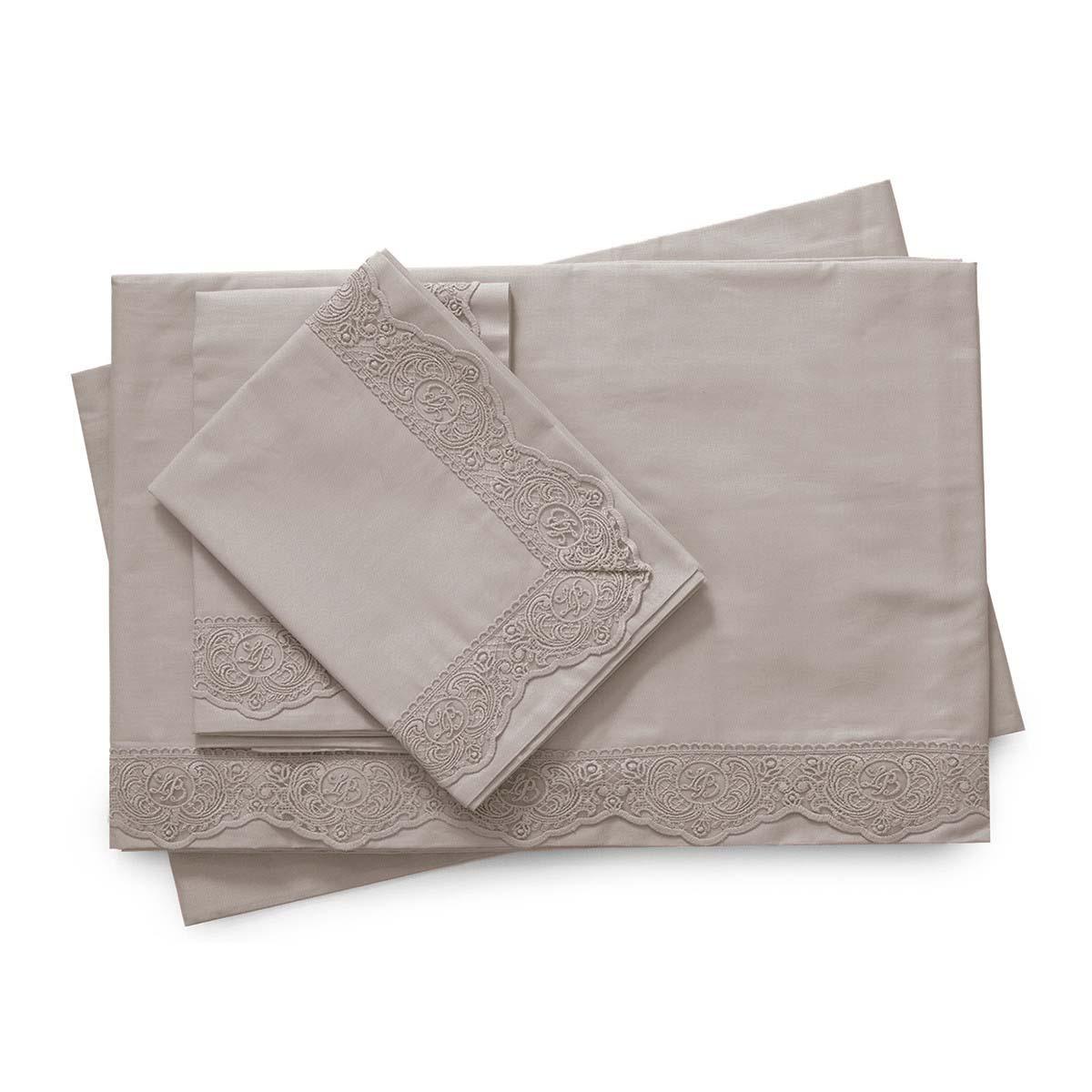 Laura Biagiotti Completo Lenzuola Matrimoniale Rubino con pizzo applicato D123 - Passarelli Biancheria